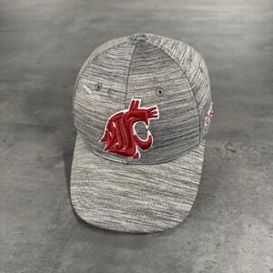 Washington State Cougars Hat Gray Red Performance Stretch Lightweight Breathable